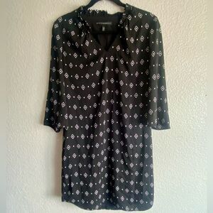White House Black Market Black & White Geometric Print Tunic Dress | Size 4